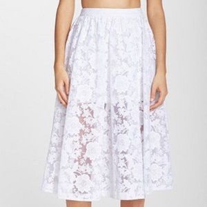NWOT $295 Sz 2 ERIN Fetherston White Lace Short Slip Midi A Line Skirt